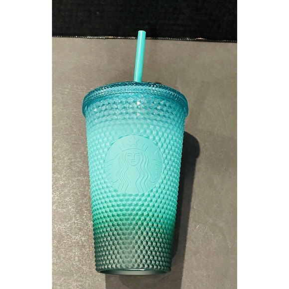 Starbucks Winter 2022 Waxberry Mint Green Gradient Bling Cup Tumbler Grande 16oz - Picture 3 of 4